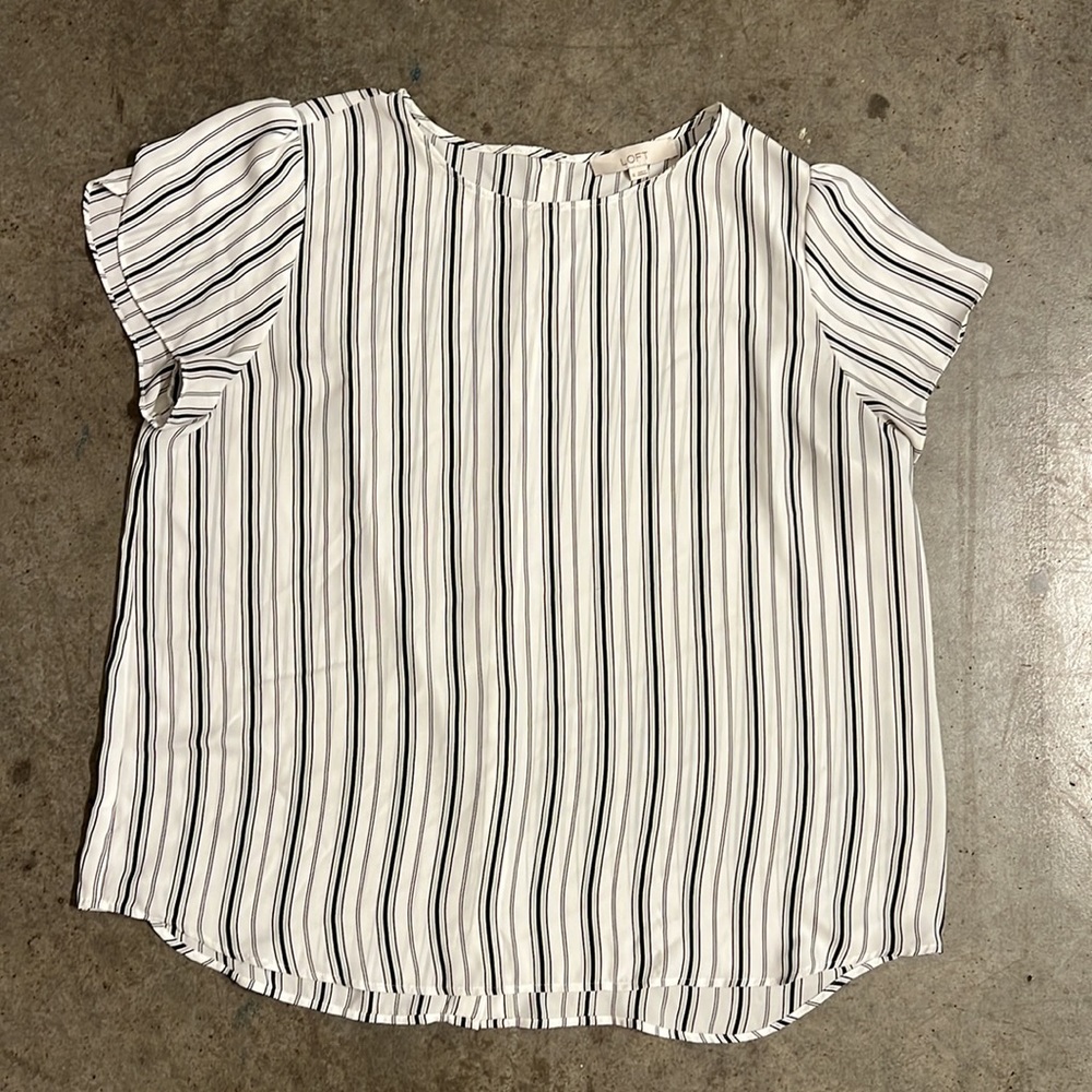 White and Black Top from LOFT, Size XL